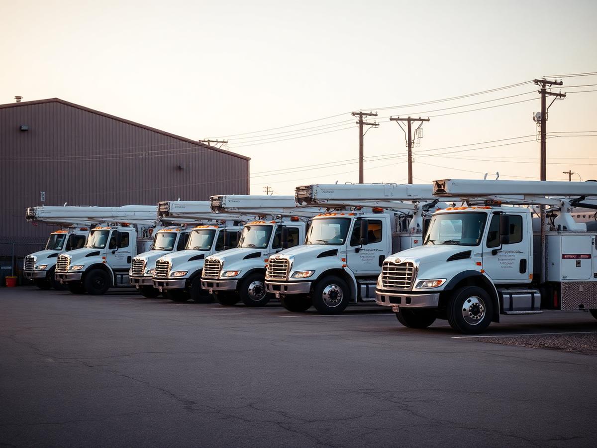 Commercial work truck fleet on site
