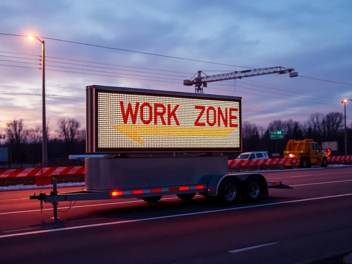 Powered signage on a job site